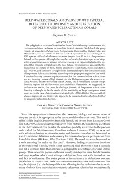 Deep-Water Corals: an Overview with Special Reference to Diversity and Distribution of Deep-Water Scleractinian Corals