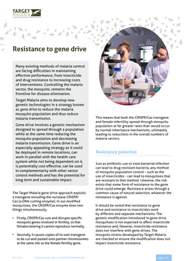 Resistance to Gene Drive