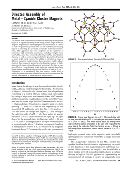 Directed Assembly of Metal-Cyanide Cluster Magnets LIANNE M