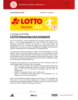 LOTTO Hessenliga Wird Zweigeteilt