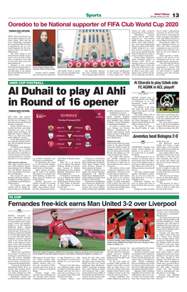 Al Duhail to Play Al Ahli in Round of 16 Opener