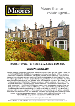 3 Glebe Terrace, Far Headingley, Leeds, LS16 5NA Guide Price £400,000