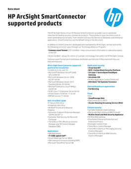 HP Arcsight Smartconnector Supported Products Data Sheet