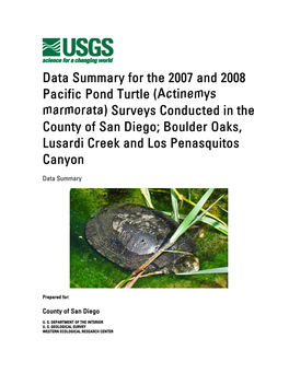 Data Summary for the 2007 and 2008 Pacific Pond Turtle (Actinemys