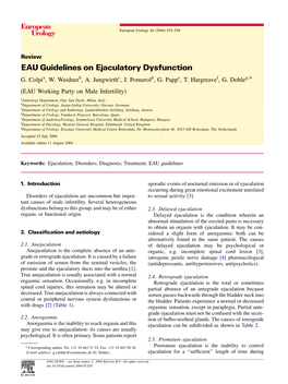EAU Guidelines on Ejaculatory Dysfunction G