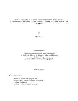 Is It Possible to Plan Displacement-Free Urban Renewal? a Comparative Analysis of the National Urban Renewal Program in Turkey