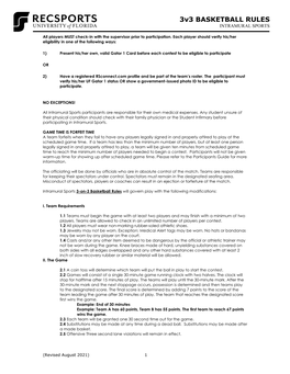 3V3 BASKETBALL RULES INTRAMURAL SPORTS