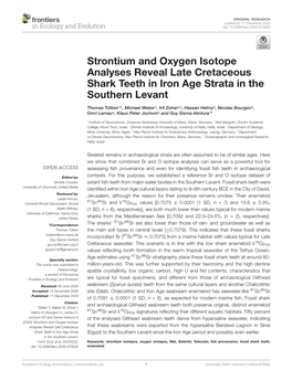 Strontium and Oxygen Isotope Analyses Reveal Late Cretaceous Shark Teeth in Iron Age Strata in the Southern Levant