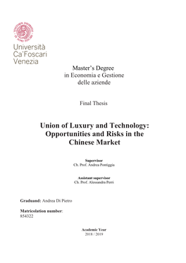 Union of Luxury and Technology: Opportunities and Risks in the Chinese Market