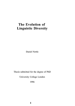 The Evolution of Linguistic Diversity