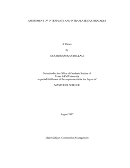 Assessment of Interplate and Intraplate Earthquakes