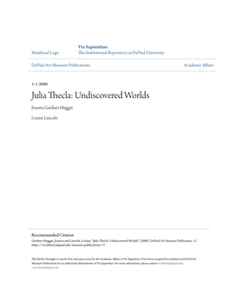 Julia Thecla: Undiscovered Worlds Joanna Gardner-Hugget