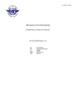 38Th Session of the ICAO Assembly
