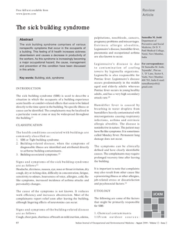 The Sick Building Syndrome Comprises of Various Extrinsic Allergic Alveolitis, Preventive and Social Medicine, Dr D