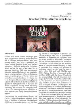 Growth of OTT in India: the Covid Factor