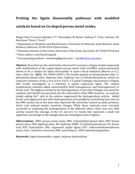 Probing the Lignin Disassembly Pathways with Modified Catalysts Based on Cu-Doped Porous Metal Oxides