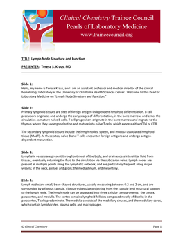 Clinical Chemistry Trainee Council Pearls of Laboratory Medicine