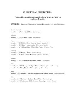 C. PROPOSAL DESCRIPTION Integrable Models and Applications