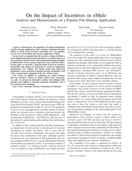 On the Impact of Incentives in Emule Analysis and Measurements of a Popular File-Sharing Application