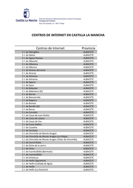 CENTROS DE INTERNET EN CASTILLA LA MANCHA Centros De