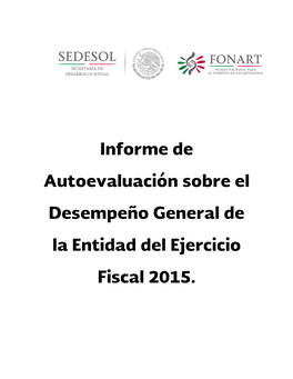 Informe De Autoevaluación Sobre El Desempeño General De La Entidad Del Ejercicio Fiscal 2015