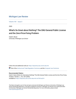 The GNU General Public License and the Zero-Price-Fixing Problem