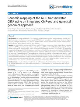 Genomic Mapping of the MHC Transactivator CIITA Using An