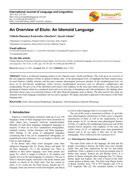 An Overview of Etulo: an Idomoid Language