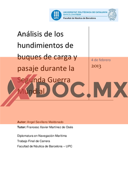 Análisis De Los Hundimientos De Buques De Carga Y Pasaje Durante La Segunda Guerra Mundial