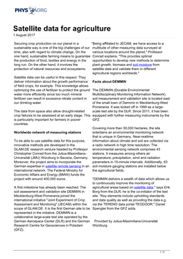 Satellite Data for Agriculture 1 August 2017