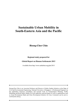 Sustainable Urban Mobility in South-Eastern Asia and the Pacific