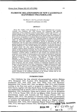 Floristic Relationships of New Caledonian Rainforest Phanerogams