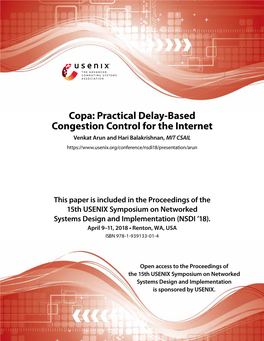 Copa: Practical Delay-Based Congestion Control for the Internet