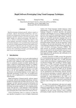 Rapid Software Prototyping Using Visual Language Techniques