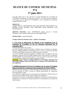 SEANCE DU CONSEIL MUNICIPAL N°4 17 Juin 2011