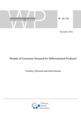 “Models of Consumer Demand for Differentiated Products”