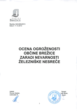 Ocena Ogroženosti Občine Brežice Zaradi Nevarnosti Železniške Nesreče