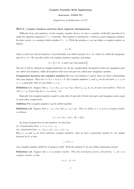 Complex Variables with Applications Department of Mathematics at CU