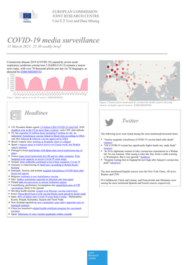 COVID-19 Media Surveillance 11 March 2021; 22:30 Weekly Brief