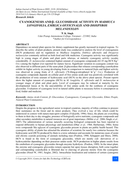 Cyanogenesis and Β- Glucosidase Activity In