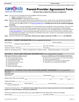 Parent Provider Agreement Form (PPA)