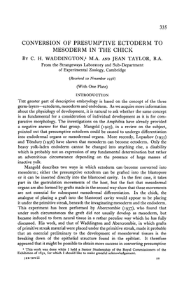 Conversion of Presumptive Ectoderm to Mesoderm in the Chick by C