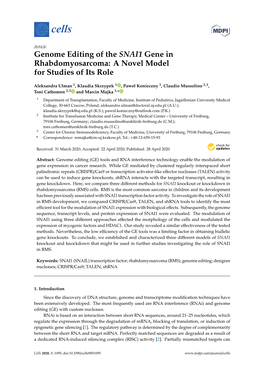 Genome Editing of the SNAI1 Gene in Rhabdomyosarcoma: a Novel Model for Studies of Its Role