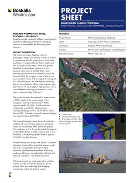 Project Sheet Marchwood Channel Widening Marchwood, Southampton, Hampshire, United Kingdom