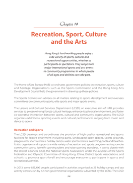 Recreation, Sport and the Arts