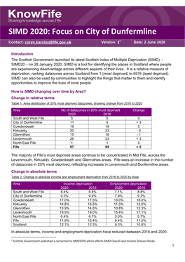 SIMD 2020: Focus on City of Dunfermline