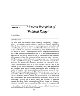 Mexican Reception of 'Political Essay'
