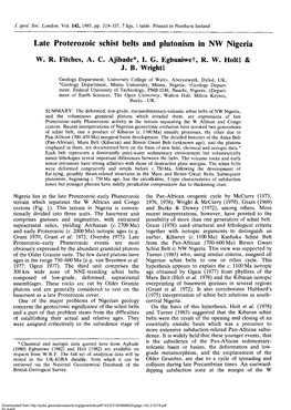 Late Proterozoic Schist Belts and Plutonism in NW Nigeria