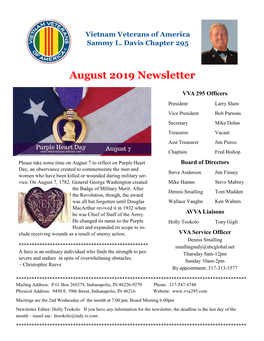 August 2019 Newsletter