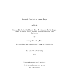Semantic Analysis of Ladder Logic